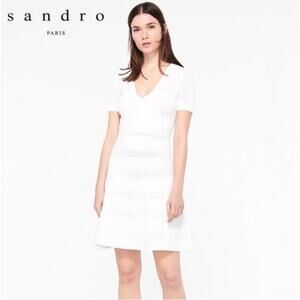 Sandro Milau White Knit Mini Dress 2 US 4 6
